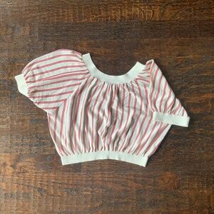 CLUB MONACO RED AND CREAM KNIT SHIRT